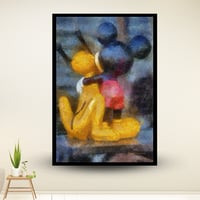 لوحة جدارية مطبوعة ميكي موس وكلبه ستايل رسم طبشوري