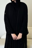 عباية دبل شيفون شك على الكم والأسفل