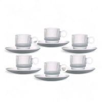 طقم بيالة شفاف مع صحن 12 قطعة