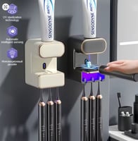 موزع معجون الأسنان الذكي مع معقم الفرشاة