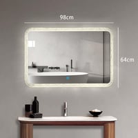 مراية مستطيلة ليد LED ثلاثة ألوان 98x64 بإطار أكري...