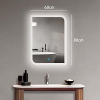 مراية مستطيلة ليد LED بثلاثة ألوان 80x60 بإضاءة تد...