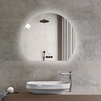 مراية شبه دائري ليد LED ثلاثة الوان 70x60 بنظام اض...