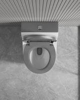 كرسي حمام أفرنجي ابيض رمادي 30سم دفع وشفط