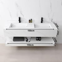 مغسلة ديكور بورسلان بلمسة رخامية شلال حوضين 150x50...