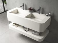 مغسلة ديكور رخام صناعي 150x50 حوضين شلال