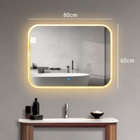 مراية مربع ليد LED ثلاثة الوان 60x80 بإطار اكريليك