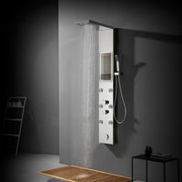 وحدة شاور جداري بمراية مضيئة وبنظام شلال مياه غزير...