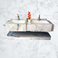 مغسلة ديكور بورسلان بلمسة رخامية قص ليزر حوضين 150...