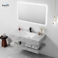 مغسلة بورسلان بلمسة رخامية قص ليزر 80x50 رصاصي