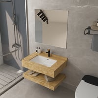 مغسلة بورسلان بلمسة رخامية قص ليزر 50x60 بيج مع مر...