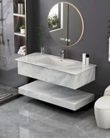 مغسلة ديكور رخام حجر طبيعي قص ليزر 100*50 لون ابيض