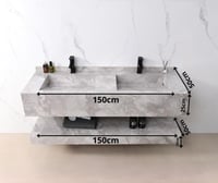 مغسلة ديكور بورسلان بلمسة رخامية شلال حوضين 150x50...