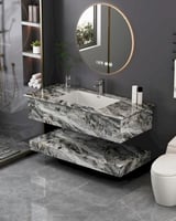 مغسلة ديكور رخام حجر طبيعي قص ليزر 100*50 لون رماد...