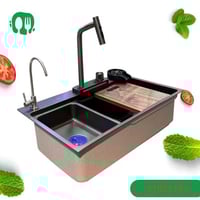 مجلى حوض مطبخ نانو سيراميك 75x47 مقاوم للخدش والصد...