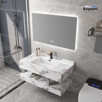 مغسلة بورسلان بلمسة رخامية قص ليزر 60x50 أبيض نقش...