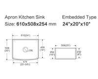 حوض مطبخ راقي من البورسلان 60x50 مقاوم للتشقق والخ...