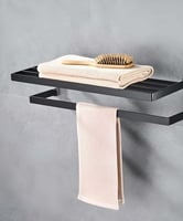 رف مناشف اسود دبل مقاوم للصدا