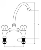 خلاط مطبخ أرضي كروم حار وبارد بمقبضين - ماركة ZINT...