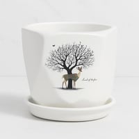 مركن خزفي بتصميم الغزال والشجرة