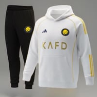 طقم تمارين شتوي بشعار النصر 2026 بلوفر ابيض مع سرو...