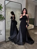 فستان سهرة أسود طويل