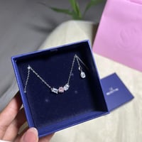 سلسال سوارفسكي فضي كريستالة وردي