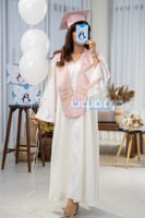 طقم عباية تخرج سكري ووردي