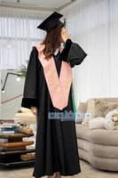 طقم عباية تخرج أسود باكمام مخمل