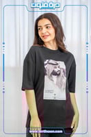 تيشرت أسود أوفر سايز طموحنا عنان السماء