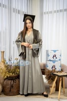 طقم عباية تخرج زيتي فاتح مع زيتي غامق