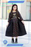 فستان شالكي أسود حزام بناتي