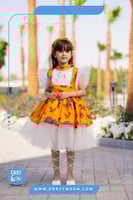 فستان رمضاني شالكي بتصميم جديد برتقالي ( بناتي )