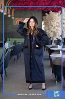 فروه شتوية أسود مع تطريز السدو