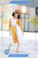 فستان شالكي برتقالي حزام بناتي