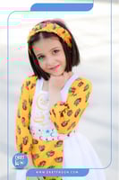 فستان شالكي برتقالي حزام بناتي