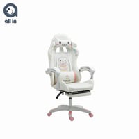 كرسي قيمنق بلمسات أنثوية - لون أبيض مع وردي خفيف و...