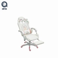 كرسي قيمنق بلمسات أنثوية - لون أبيض مع وردي خفيف و...