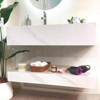 مغسلة ديكور حمام مقاس 100 سم مع 3 ارفف ومرايا مضيئ...