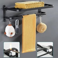 رف مناشف قابل للطيء 60 سم مع قضيب منشفة مع 5 خطافا...