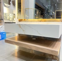 مغسله دبل 120 سم بورسلان رف بني