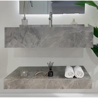 مغسلة حمام رمادي 80 سم مع اضاءة ليد بورسلان