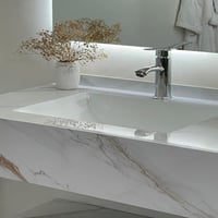 مغسلة رخام صناعي حوضين 120 سم بورسلان حجر رخامي لو...