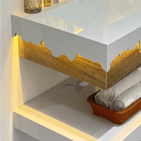 مغسله فخمه باضاءة ابيض وخشبي مقاس 150 3038-WB