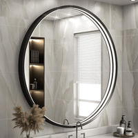 مرايا دائرية اطار اسود مع ليد قياس 70 سم