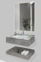 مغسلة بورسلان رمادي 60 سم مع مرايا ليد