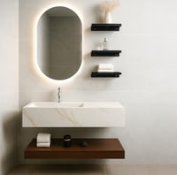 مغسله بورسلان 100 سم حوض شلال مع رف بني ومرايا مضي...