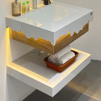 مغسله فخمه باضاءة ابيض وخشبي مقاس 60 سم 3035-WB