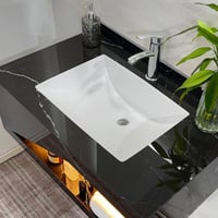 مغسلة ديكور أسود مع اضاءة ليد بورسلان قياس 80 سم