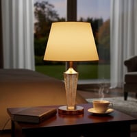 ابجورة طاولة كريستال بقاعدة ذهبية